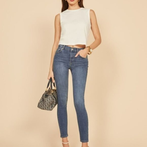 NEW Reformation High & Skinny Crop Jeans in Geneva Size 25 - Picture 1 of 11